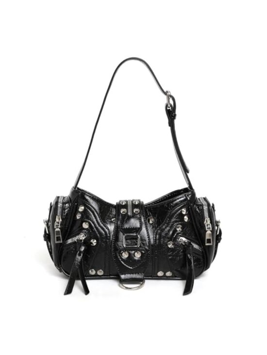 Handbags - Y2K Studded Buckle Shoulder Bag Vegan PU Leather Goth Mini Purse